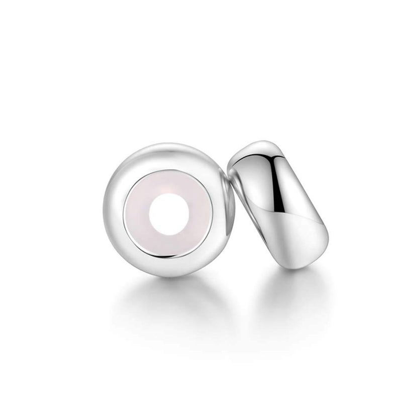 LAMOONY Clip Stopper Charms Sterling Silver Rondelle Spacer Bead for Bracelets (Silver) - Image 1